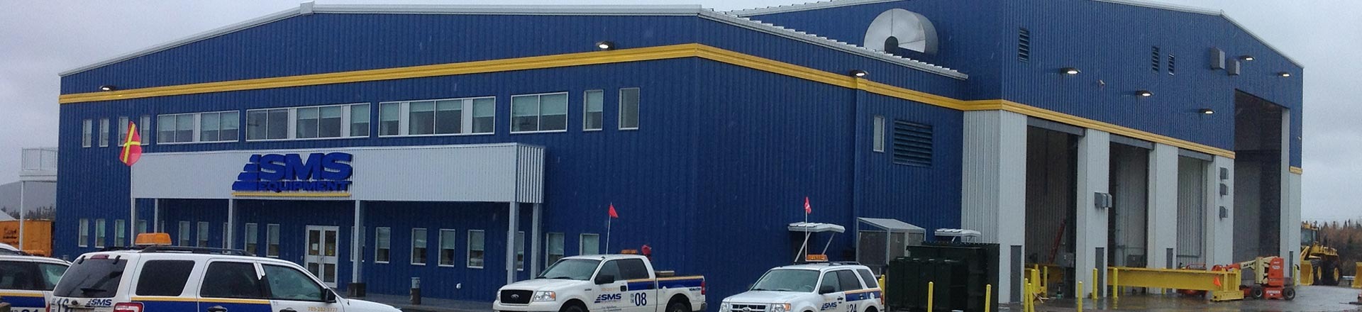 blue commercial steel building