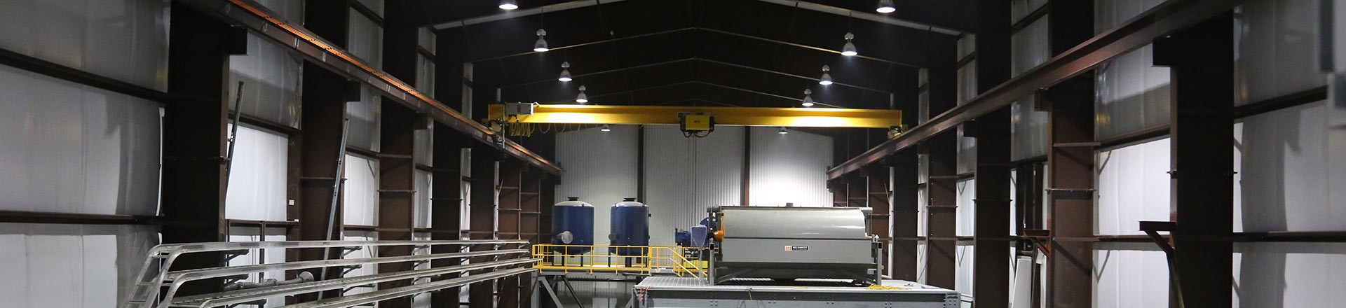industrial steel building with crane
